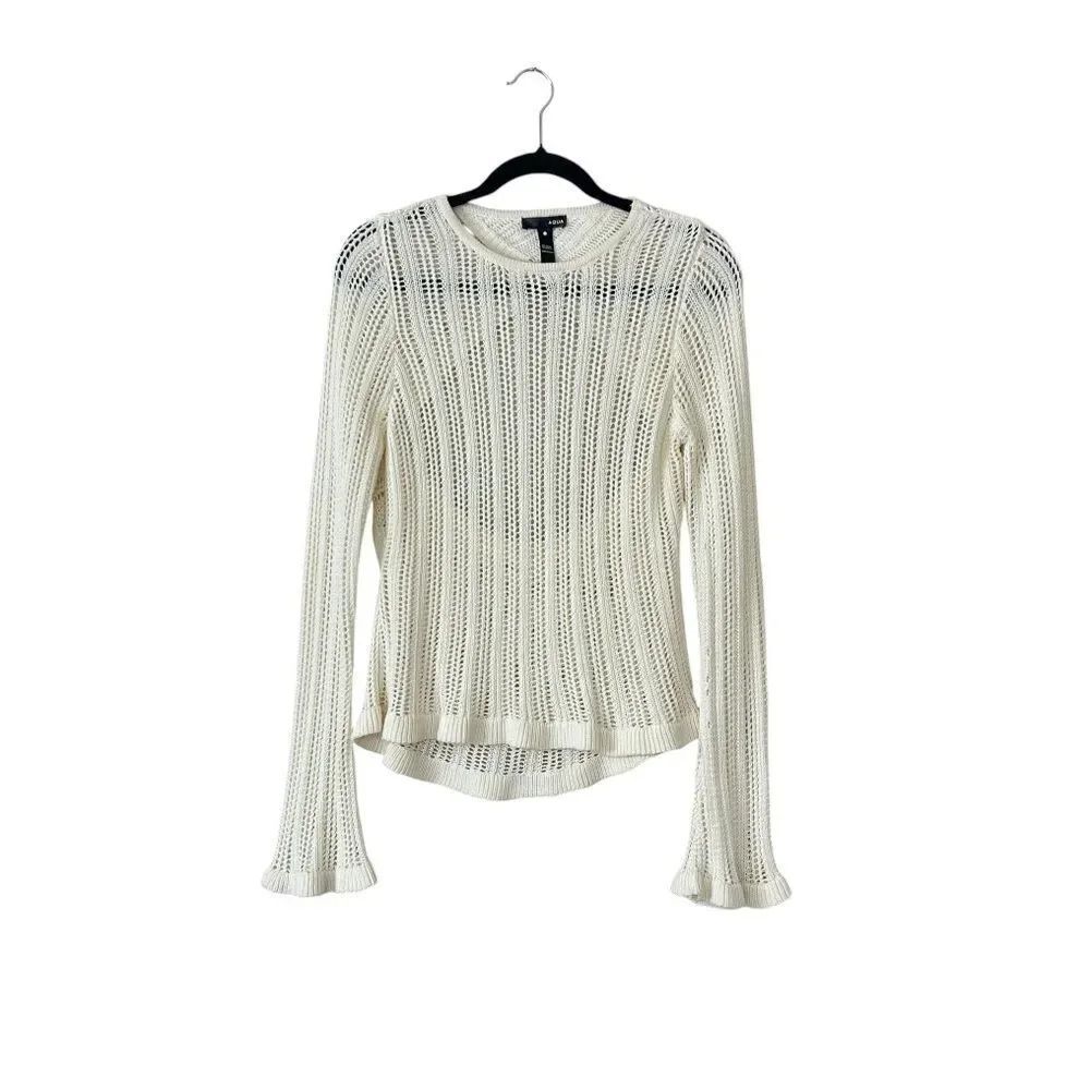 Aqua Women’s Cut Out Knit Sweater Size Medium Ivory